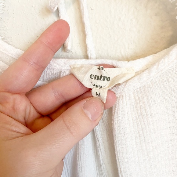 Entro Lace Boho Tie Back Long Sleeve Blouse - Picture 3 of 4